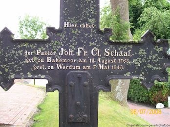 Grabstein Johann Schaaf, Friedhof Werdum